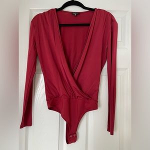Dynamite Deep Red Vneck Body Suit XSMALL